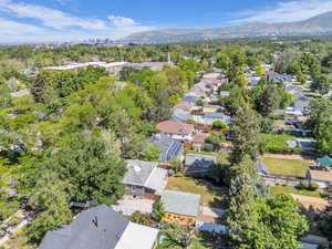 Bird's eye view of a mountain backdrop