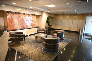 Building lobby with recessed lighting