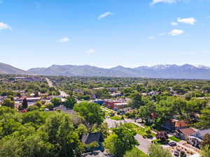 Aerial view of a mountain backdrop
