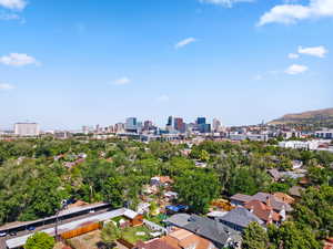 View of urban area with mountains