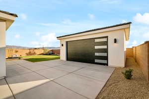 View of detached garage