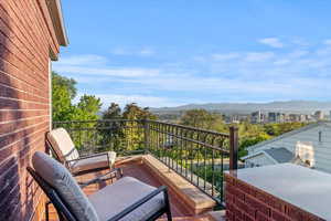 Balcony with a mountain view