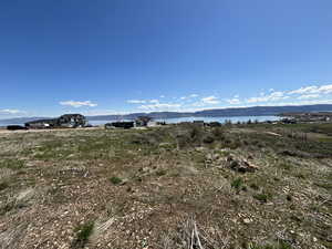 View of mountain background featuring a nearby body of water