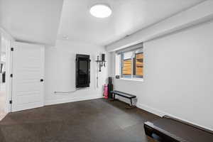 Workout room with baseboards
