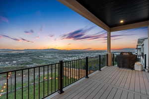 View of deck at dusk