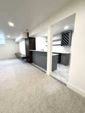 The basement was designed with both entertaining and lounging in mind