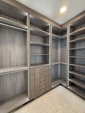 There is ample room in the owners bedroom walk In closet