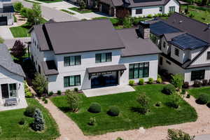 Aerial perspective of suburban area