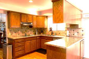 Kitchen with lots of granite counter space and cupboards