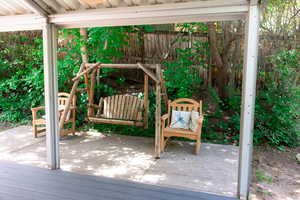 Wooden deck with a patio