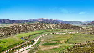 Bird's eye view of a mountain backdrop