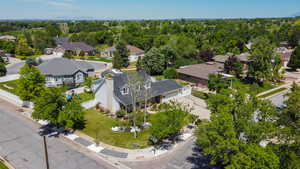 Aerial perspective of suburban area