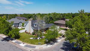 Aerial perspective of suburban area