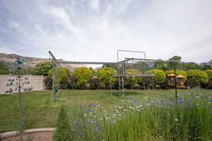 View of yard featuring a mountain view