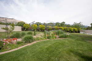 View of yard featuring a mountain view