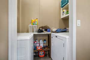 Laundry area featuring independent washer and dryer