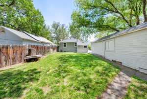 Backyard, flower beds, patio, vegetable garden