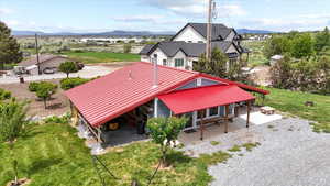 Aerial view of a mountainous background