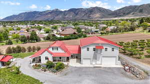 View of mountain backdrop with nearby suburban area