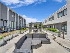 The secure community has a gathering area with pergolas, a firepit, a bbq - it's awesome