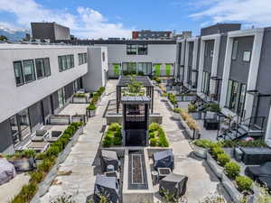 Surrounding community with a fire pit