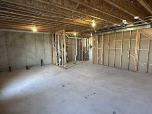 Unfinished below grade area with electric panel