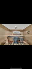 Built in original Wet bar, Detailed view of wallpapered walls and wood walls
