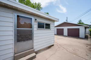 View of detached garage