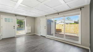 Living room view to front door.
