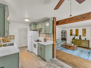 View of kitchen and living room