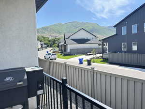 Balcony with a mountain view