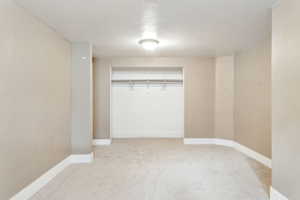 Unfurnished bedroom featuring carpet floors, a closet, and baseboards