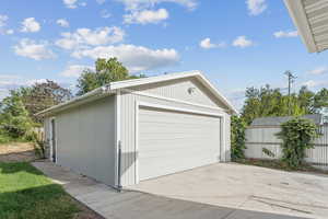 View of detached garage