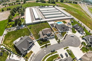 Aerial perspective of suburban area
