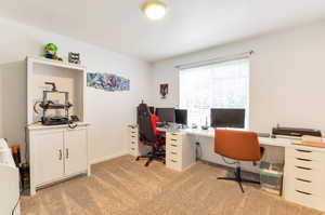 Office with light carpet