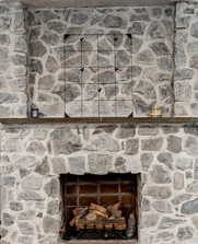 Stone fireplace and hearth