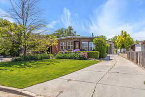View of front of home with brick siding