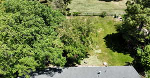 Drone / aerial view of .473 acre back yard.