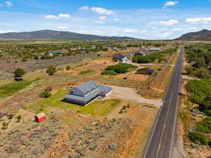 View from above of property with mountains