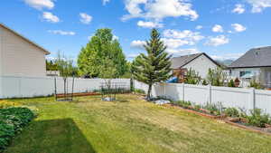 View of yard with a vegetable garden