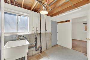 Basement with a sink