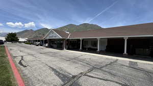 Exterior space featuring a mountain view