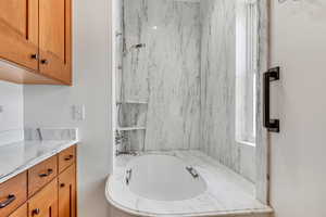 Full bath with vanity and washtub / shower combination