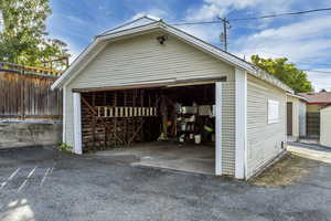 View of detached garage