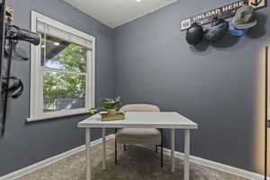 Carpeted office space or additional bedroom.
