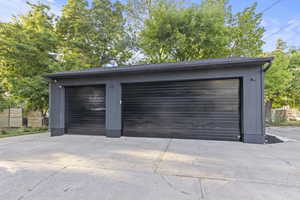 View of detached garage