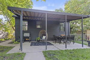 View of patio with area for grilling
