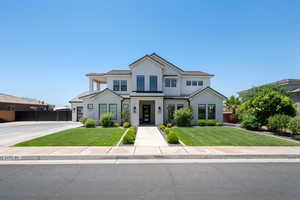 Modern inspired farmhouse with stucco siding