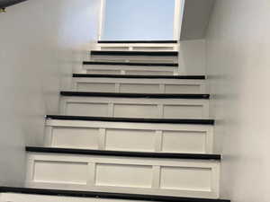 View of custom stairway. Such craftmanship giving a polished look!