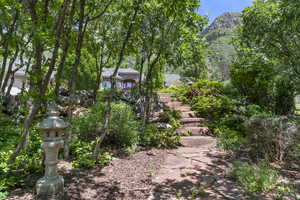 View of yard featuring a mountain view